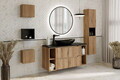 Set mobilier baie Nova Coast Evoke Mona 60 cm, dulap inalt si masca cu lavoar, Comad, MDF/PAL, stejar