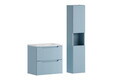Set mobilier baie Nova Denim Sky 60 cm, dulap inalt si masca cu lavoar, Comad, MDF/PAL, albastru denim
