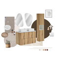 Set mobilier baie Nova Oak 100 cm, dulap inalt si masca dubla cu lavoar, Comad, MDF/PAL, stejar/alb