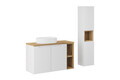 Set mobilier baie Nova White Beyond 100 cm, dulap inalt si masca cu lavoar, Comad, MDF/PAL, alb/stejar