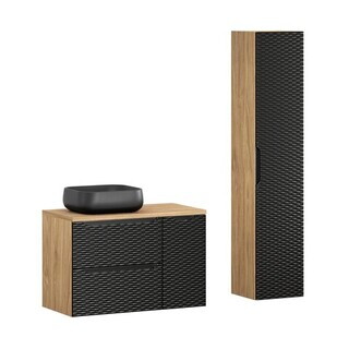 Negru;Stejar, Ocean Black 90 cm