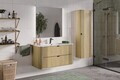 Set mobilier baie, Ovalia Cremona 100 cm, dulap inalt si masca cu lavoar, Comad, MDF/PAL, stejar