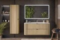 Set mobilier baie, Ovalia Cremona 120 cm, dulap inalt si masca cu lavoar, Comad, MDF/PAL, stejar