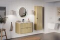 Set mobilier baie, Ovalia Cremona 80 cm, dulap inalt si masca cu lavoar, Comad, MDF/PAL, stejar