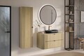 Set mobilier baie, Ovalia Cremona River 100 cm, dulap inalt si masca cu lavoar, Comad, MDF/PAL, stejar