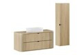 Set mobilier baie, Ovalia Cremona Beyond 120 cm, dulap inalt si masca cu lavoar, Comad, MDF/PAL, stejar