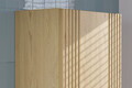 Set mobilier baie, Ovalia Cremona Beyond 120 cm, dulap inalt si masca cu lavoar, Comad, MDF/PAL, stejar