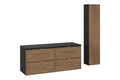 Set mobilier baie Talia Casella 120 cm, dulap inalt si masca dubla lavoar, Comad, MDF/PAL, stejar/negru mat