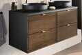 Set mobilier baie Talia Casella 120 cm, dulap inalt si masca dubla cu lavoar, Comad, MDF/PAL, stejar/negru mat