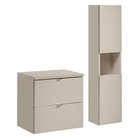 Set mobilier baie Viva Cashmere 60 cm HC, dulap inalt si masca lavoar, Comad, MDF/PAL, casmir