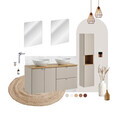 Set mobilier baie Viva Cashmere Lola 120 cm, dulap inalt si masca dubla cu lavoar, Comad, MDF/PAL, casmir