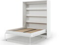 Pat rabatabil vertical cu biblioteca si iluminare LED, 160x200 cm, ELTAP, Devesto, PAL/metal, alb