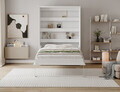 Pat rabatabil vertical cu biblioteca si iluminare LED, 140x200 cm, ELTAP, Devesto, PAL/metal, alb