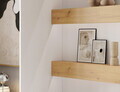 Pat rabatabil vertical cu biblioteca si iluminare LED, 140x200 cm, ELTAP, Devesto, PAL/metal, alb/natur