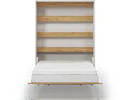 Pat rabatabil vertical cu biblioteca si iluminare LED, 140x200 cm, ELTAP, Devesto, PAL/metal, alb/natur