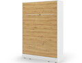 Pat rabatabil vertical cu biblioteca si iluminare LED, 140x200 cm, ELTAP, Devesto, PAL/metal, alb/natur