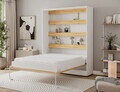 Pat rabatabil vertical cu biblioteca, 160x200 cm, ELTAP, Devesto, PAL/metal, alb/natur