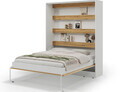Pat rabatabil vertical cu biblioteca, 160x200 cm, ELTAP, Devesto, PAL/metal, alb/natur