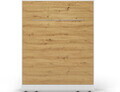 Pat rabatabil vertical cu biblioteca si iluminare LED, 160x200 cm, ELTAP, Devesto, PAL/metal, alb/natur