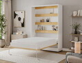 Pat rabatabil vertical cu biblioteca, 140x200 cm, ELTAP, Devesto, PAL/metal, alb/natur