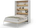 Pat rabatabil vertical cu biblioteca, 140x200 cm, ELTAP, Devesto, PAL/metal, alb/natur