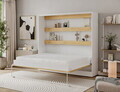 Pat rabatabil orizontal cu biblioteca, 160x200 cm, ELTAP, Devesto, PAL/metal, alb/natur