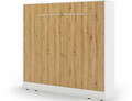 Pat rabatabil orizontal cu biblioteca, 160x200 cm, ELTAP, Devesto, PAL/metal, alb/natur