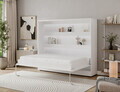 Pat rabatabil orizontal cu biblioteca si iluminare LED, 140x200 cm, ELTAP, Devesto, PAL/metal, alb