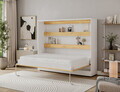 Pat rabatabil orizontal cu biblioteca, 140x200 cm, ELTAP, Devesto, PAL/metal, alb/natur