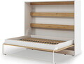 Pat rabatabil orizontal cu biblioteca, 140x200 cm, ELTAP, Devesto, PAL/metal, alb/natur