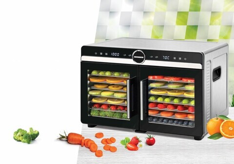 Deshidrator fructe si legume DualDry Elite, Heinner, 1200-1400W, argintiu/negru
