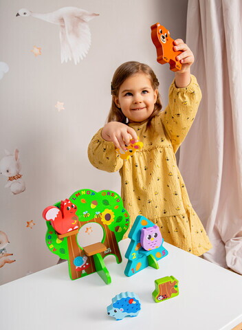 Set animale 13 piese, Padure, Kids Hits, lemn, multicolor