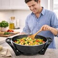 Tigaie electrica Wok, Beper, 1500W, 33 cm, ceramica, negru