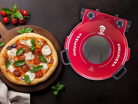Cuptor electric pizza Beper, 36x35x17.5 cm, 1200W, 5 trepte, ceramica/inox, rosu