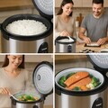 Aparat de gatit orez Beper, Vapore Pro, 28x28 cm, 700W, 1.8L, inox/aluminiu/plastic, argintiu/negru