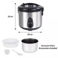 Aparat de gatit orez Beper, Vapore Pro, 28x28 cm, 700W, 1.8L, inox/aluminiu/plastic, argintiu/negru