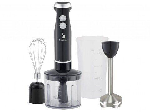 Set blender 4 in 1 Beper, 6.5x38 cm, 700-1000W, 500 ml/700 ml, ABS/inox, negru/transparent