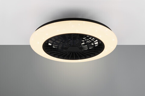 Plafoniera cu ventilator Stralsund, RL, 49x15 cm, 30W, 1x SMD LED, plastic, alb/negru mat