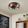 Plafoniera cu ventilator Trondheim, RL, 49x17.5 cm, 10W, 4x E27, metal, negru mat/natur