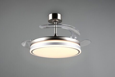 Plafoniera cu ventilator Volda, RL, 38x30.5 cm, 30W, 1x SMD, plastic/metal, nichel mat/alb
