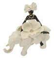 Statueta / figurina decorativa, Mauro Ferretti, African Woman on Elephant, 19.5x8x12 cm, polirasina, nisip