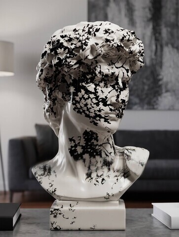 Statueta / figurina decorativa, Mauro Ferretti, Head-Shaped, 18x16x30 cm, polirasina, alb/negru