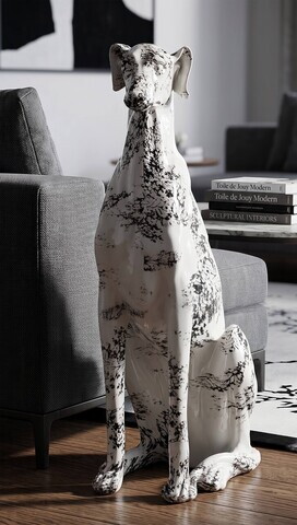 Statueta / figurina decorativa, Mauro Ferretti, Dog Shaped, 42.5x25.5x78 cm, polirasina, alb/negru