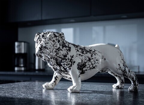 Statueta / figurina decorativa, Mauro Ferretti, Bulldog Dog, 38x18.5x21 cm, polirasina, alb/negru