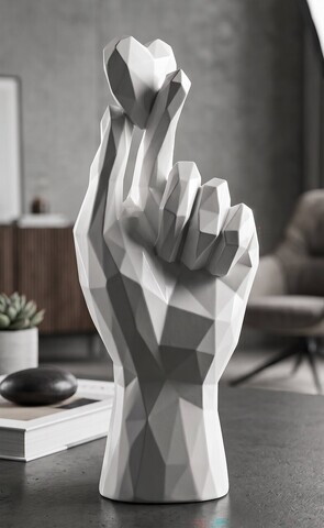 Statueta / figurina decorativa, Mauro Ferretti, Hand With Crossed Fingers, 9x5.8x22.1 cm, polirasina, alb