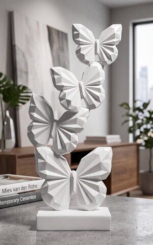 Statueta / figurina decorativa, Mauro Ferretti, Butterfly, 12x6x26 cm, polirasina, alb