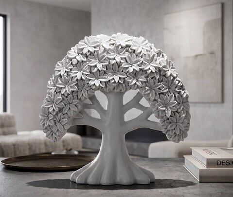 Statueta / figurina decorativa, Mauro Ferretti, Minimal Tree, 26x9x25 cm, polirasina, alb