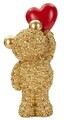 Statueta / figurina decorativa, Mauro Ferretti, Teddy Bear With Heart, 9x6.5x18.8 cm, polirasina, auriu/rosu