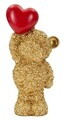 Statueta / figurina decorativa, Mauro Ferretti, Teddy Bear With Heart, 9x6.5x18.8 cm, polirasina, auriu/rosu