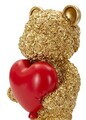 Statueta / figurina decorativa, Mauro Ferretti, Teddy Bear With Heart, 8.5x7x16 cm, polirasina, auriu/rosu